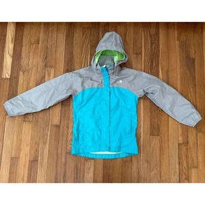 The North Face Jacket Girls Blue Gray Full Zip Shell Dry Vent Rain Hooded Size M